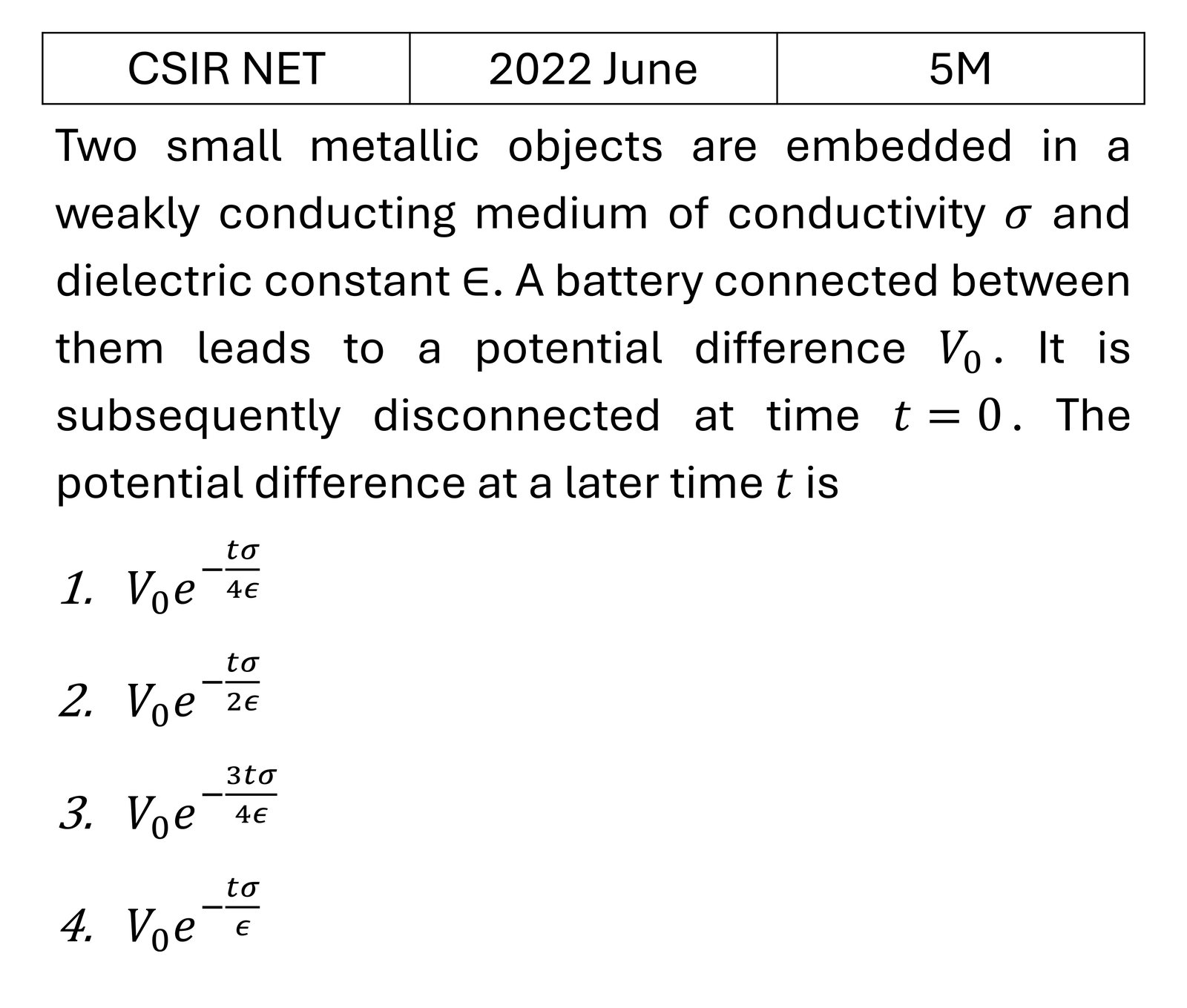 CSIR NET 2022 June Electrostatics previous year question CSIR_2022_June_Q54