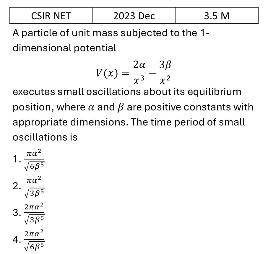CSIR NET 2023 Dec Oscillations previous year question CSIR_2023_Dec_Q23