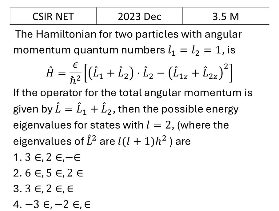CSIR NET 2023 Dec Orbital angular Momentum and Hydrogen atom previous year question CSIR_2023_Dec_Q27
