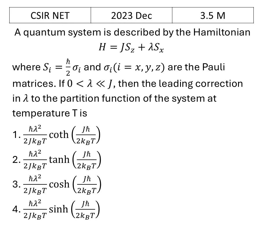 CSIR NET 2023 Dec Canonical Ensemble previous year question CSIR_2023_Dec_Q29