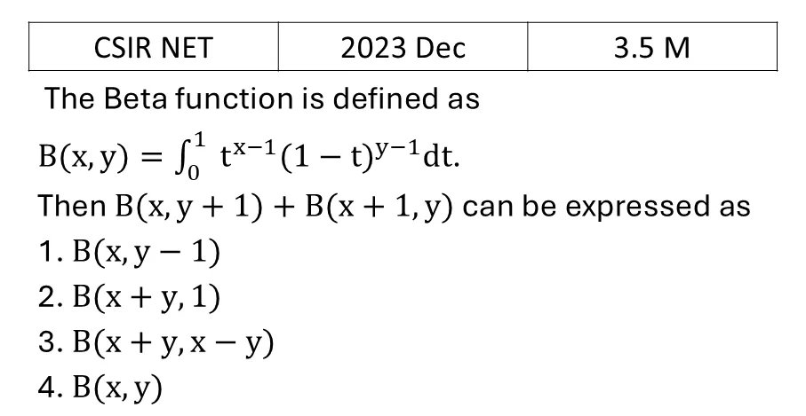 CSIR NET 2023 Dec Gamma and beta functions previous year question CSIR_2023_Dec_Q31