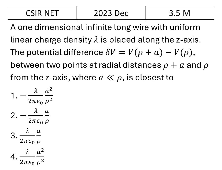 CSIR NET 2023 Dec Electrostatics previous year question CSIR_2023_Dec_Q37