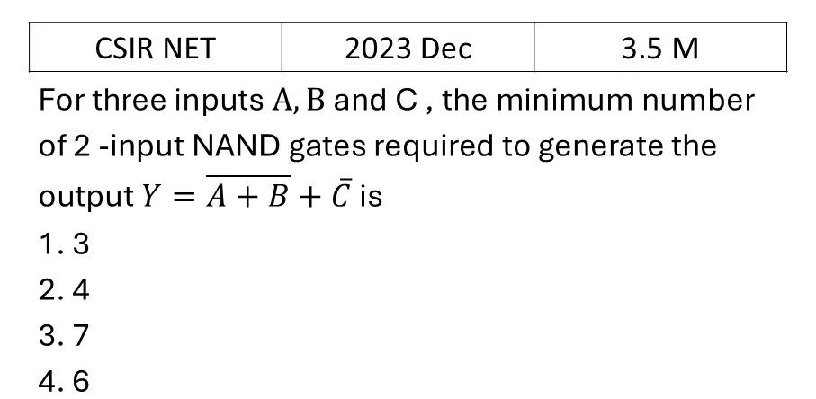 CSIR NET 2023 Dec Digital Electronics previous year question CSIR_2023_Dec_Q43