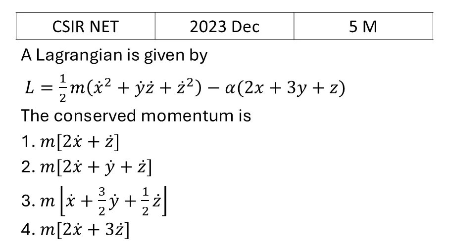CSIR NET 2023 Dec Lagrangian and Hamiltonian previous year question CSIR_2023_Dec_Q48