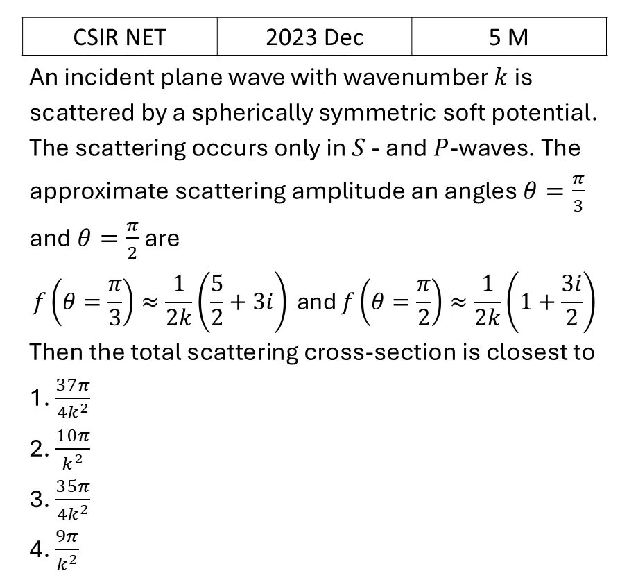 CSIR NET 2023 Dec Scattering theory previous year question CSIR_2023_Dec_Q49