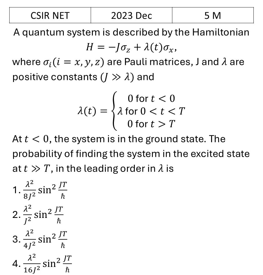 CSIR NET 2023 Dec Pertubation theory previous year question CSIR_2023_Dec_Q52