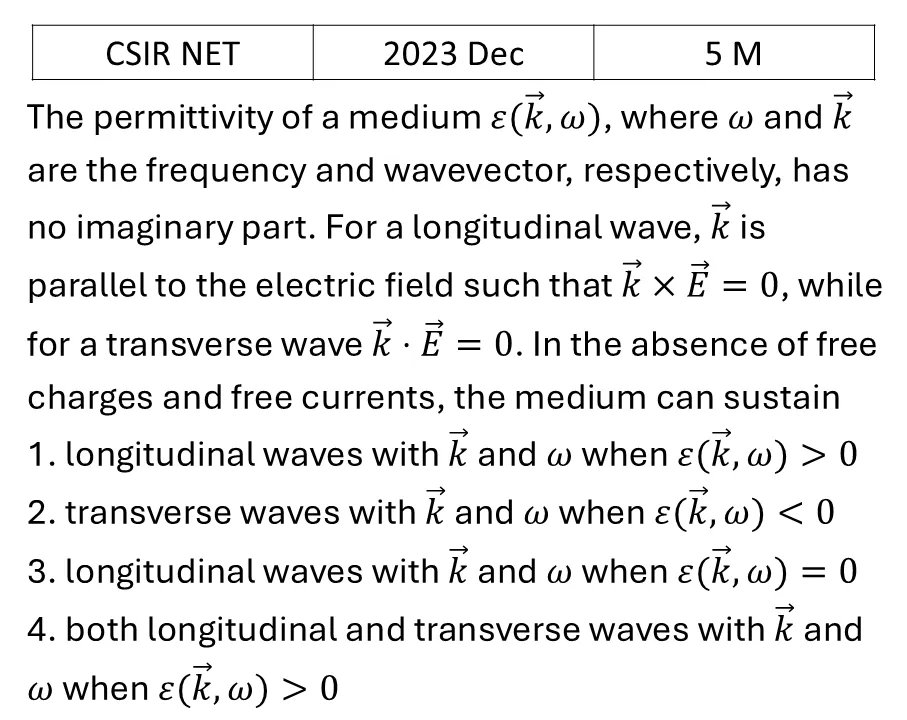 CSIR NET 2023 Dec Plasma previous year question CSIR_2023_Dec_Q58