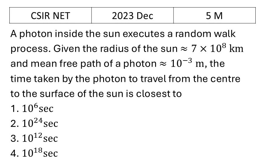 CSIR NET 2023 Dec Random Walk/Brownian motion/Diffusion previous year question CSIR_2023_Dec_Q63