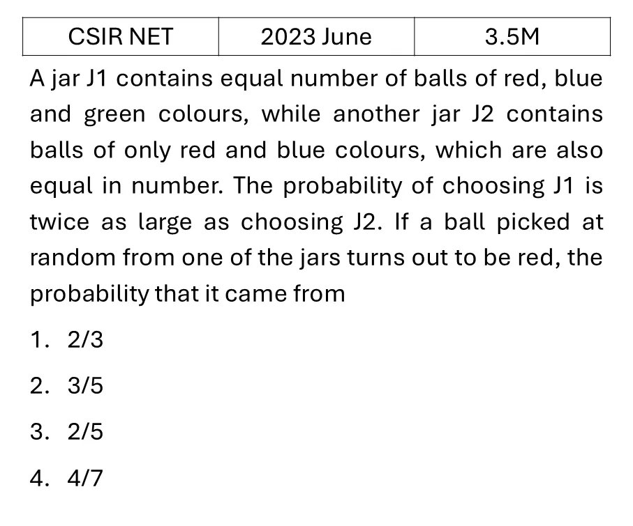 CSIR NET 2023 June Probability previous year question CSIR_2023_June_Q22