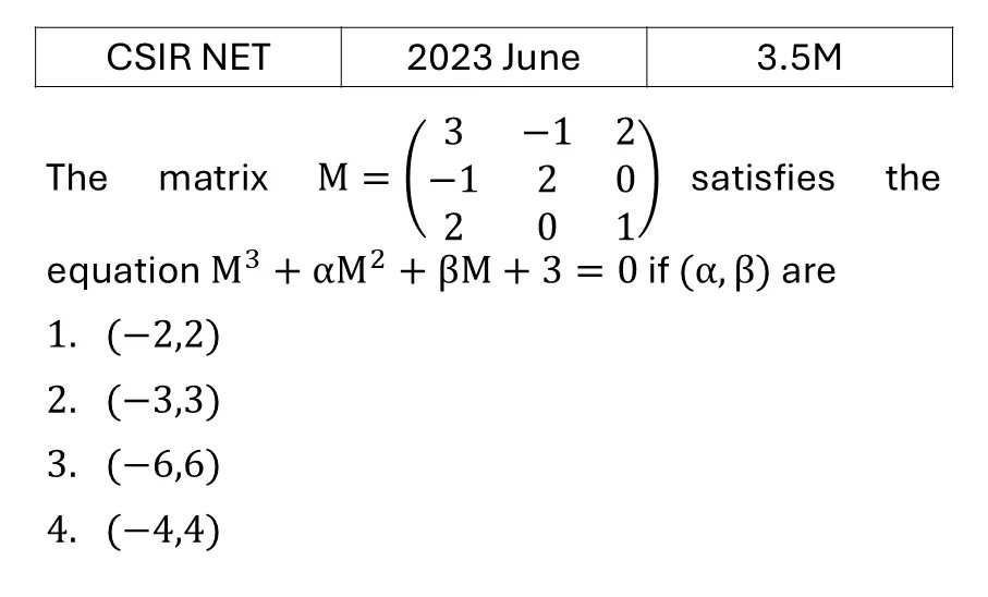 CSIR NET 2023 June Matrices and Linear Algebra previous year question CSIR_2023_June_Q24