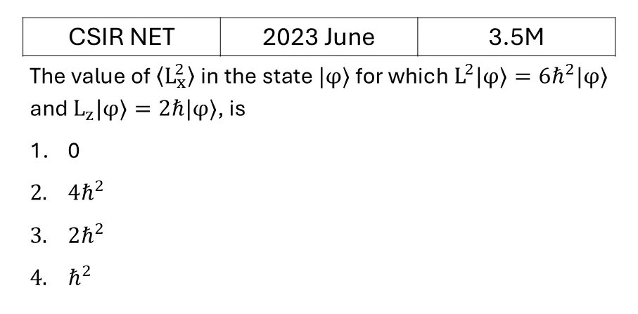 CSIR NET 2023 June Orbital angular Momentum and Hydrogen atom previous year question CSIR_2023_June_Q35