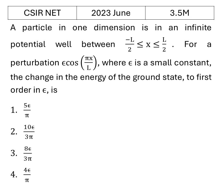 CSIR NET 2023 June Pertubation theory previous year question CSIR_2023_June_Q36