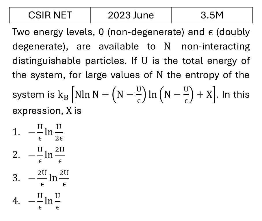 CSIR NET 2023 June Microcanonical Ensemble previous year question CSIR_2023_June_Q38