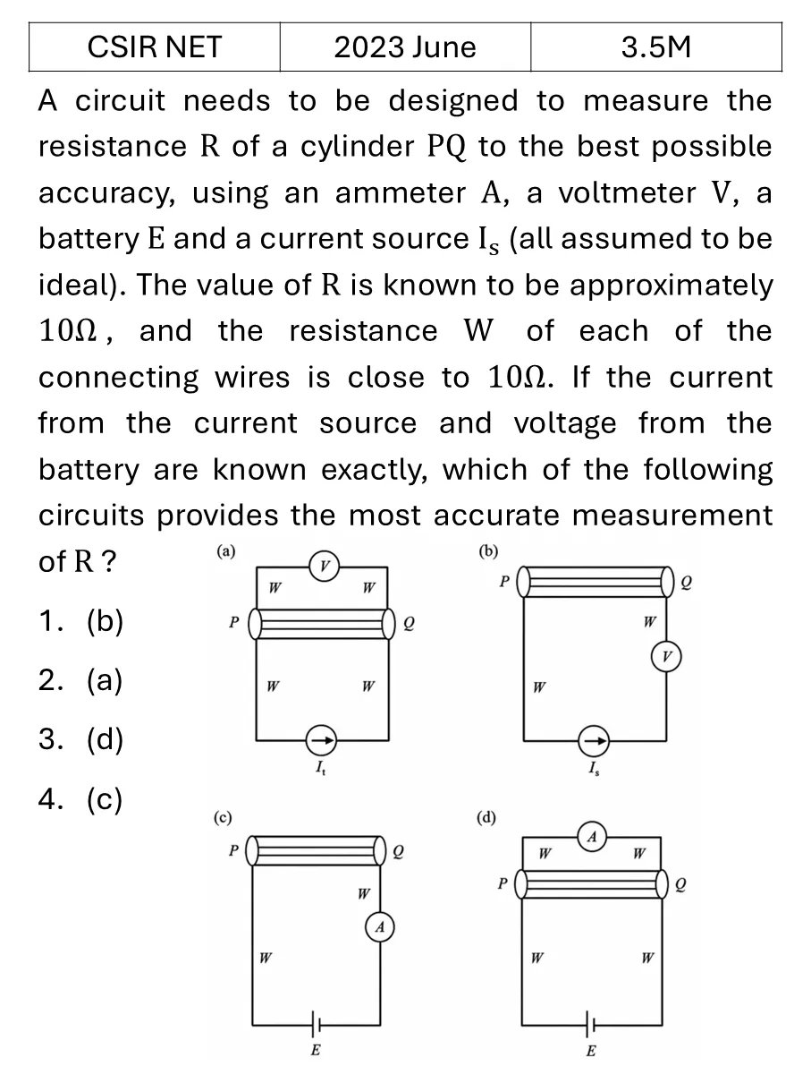CSIR NET 2023 June Instruments previous year question CSIR_2023_June_Q44