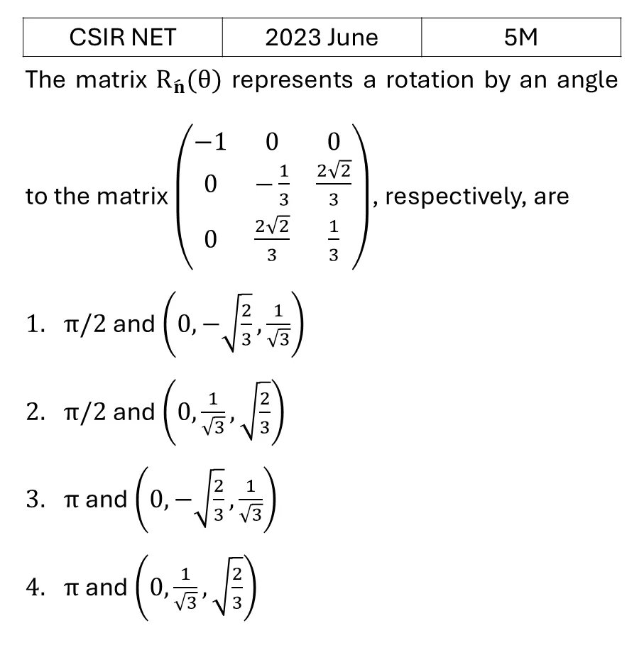 CSIR NET 2023 June Matrices and Linear Algebra previous year question CSIR_2023_June_Q50
