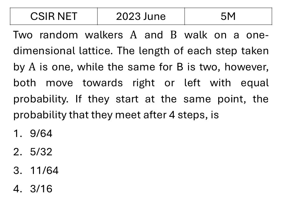 CSIR NET 2023 June Random Walk/Brownian motion/Diffusion previous year question CSIR_2023_June_Q61