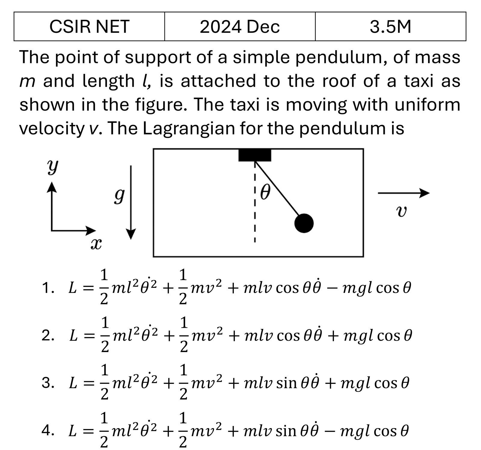 CSIR NET 2024 Dec Lagrangian and Hamiltonian previous year question CSIR_2024_Dec_Q26