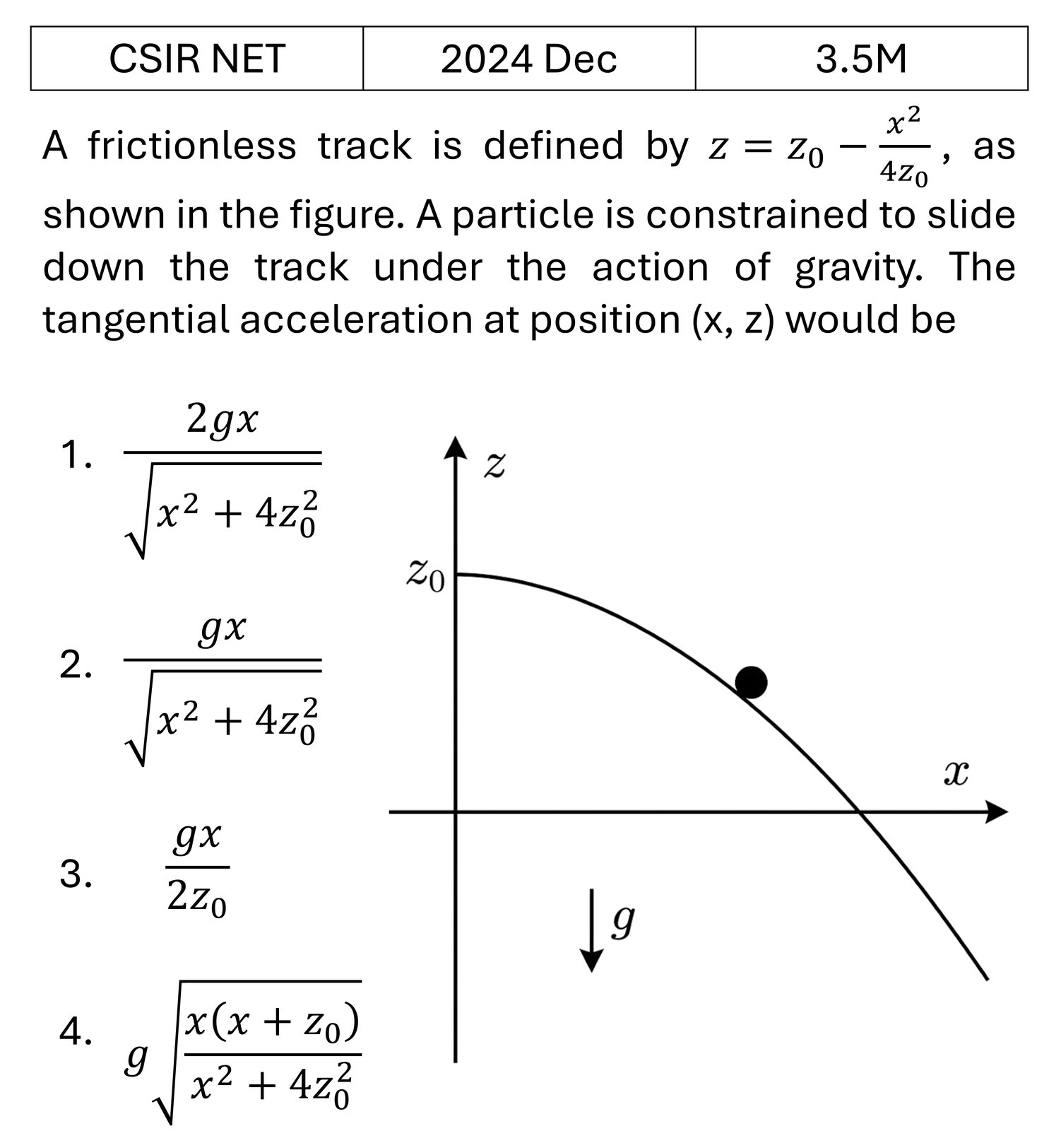 CSIR NET 2024 Dec Basic Mechanics previous year question CSIR_2024_Dec_Q44