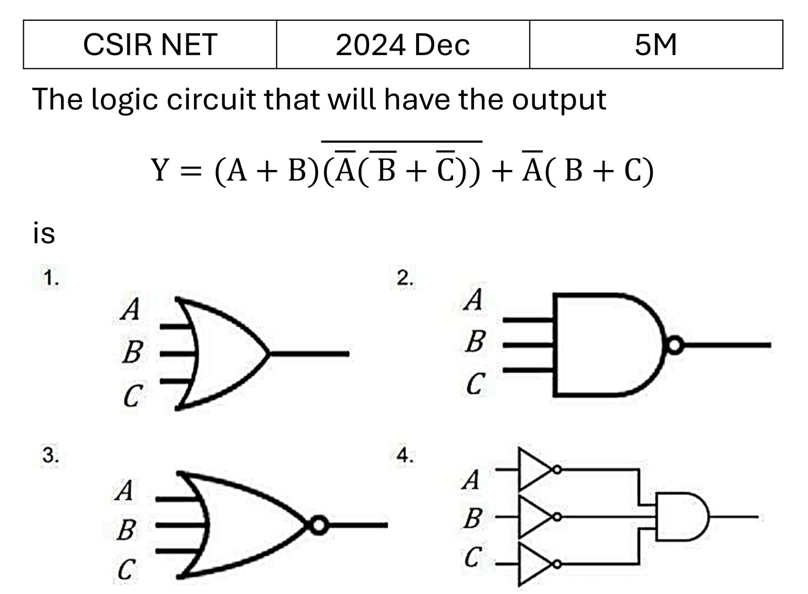 CSIR NET 2024 Dec Digital Electronics previous year question CSIR_2024_Dec_Q46