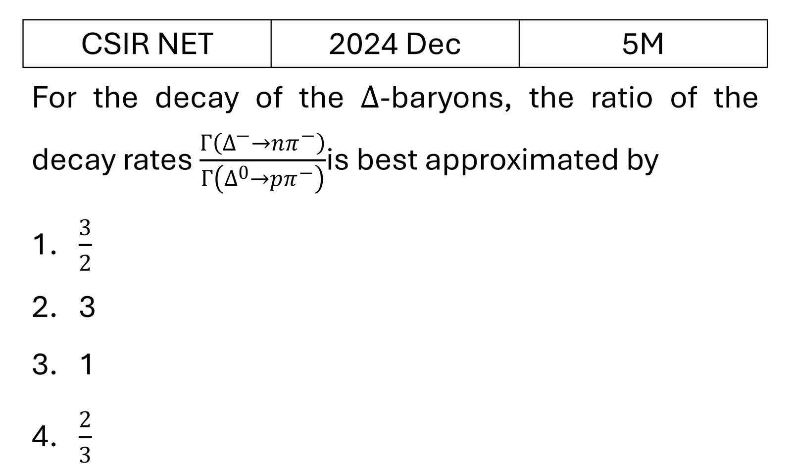 CSIR NET 2024 Dec Particle Physics previous year question CSIR_2024_Dec_Q65