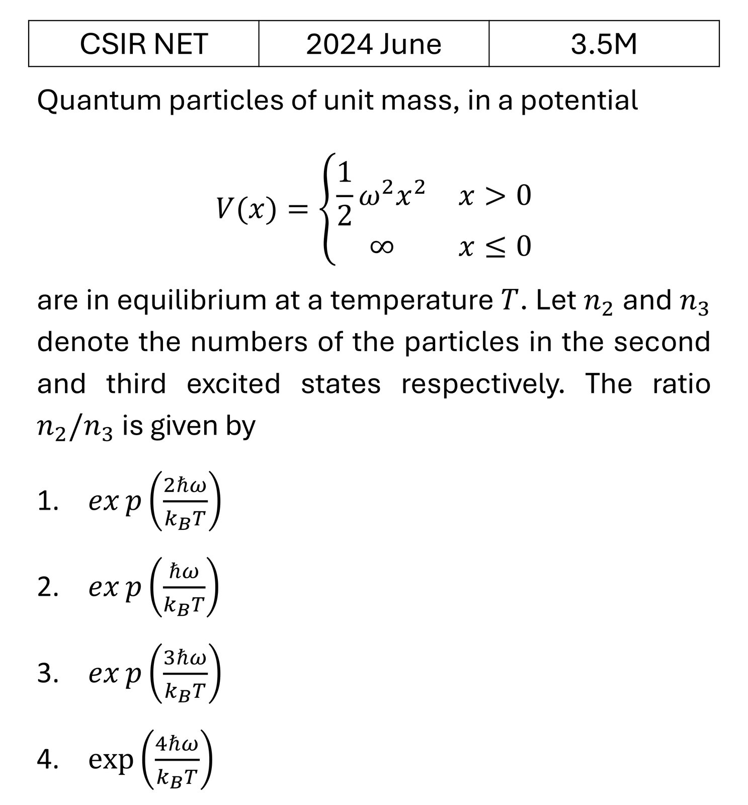 CSIR NET 2024 June Canonical Ensemble previous year question CSIR_2024_June_Q38