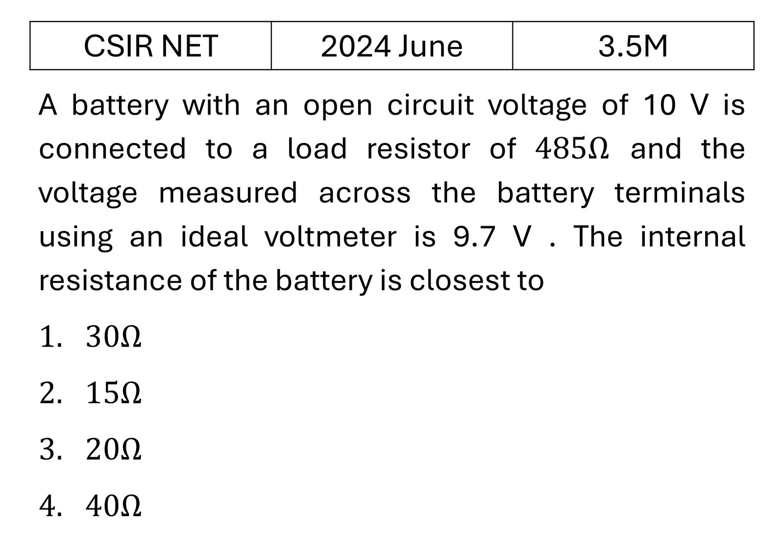CSIR NET 2024 June Instruments previous year question CSIR_2024_June_Q43
