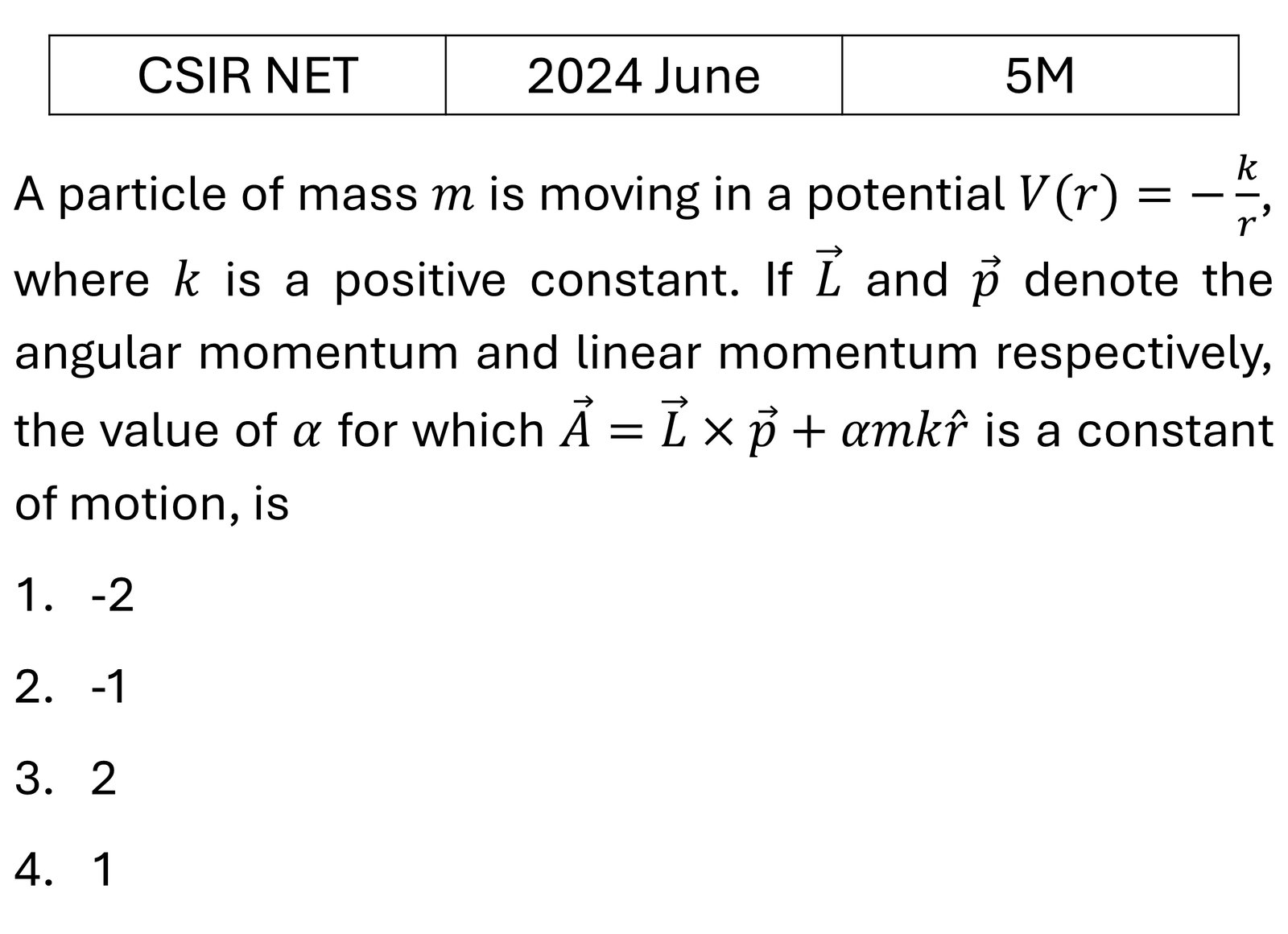 CSIR NET 2024 June Central forces previous year question CSIR_2024_June_Q46