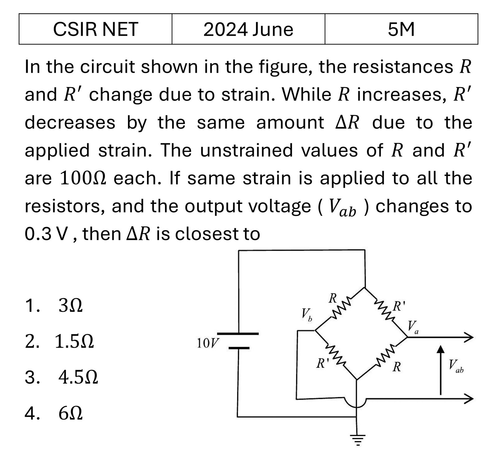 CSIR NET 2024 June Basic Electronics previous year question CSIR_2024_June_Q65