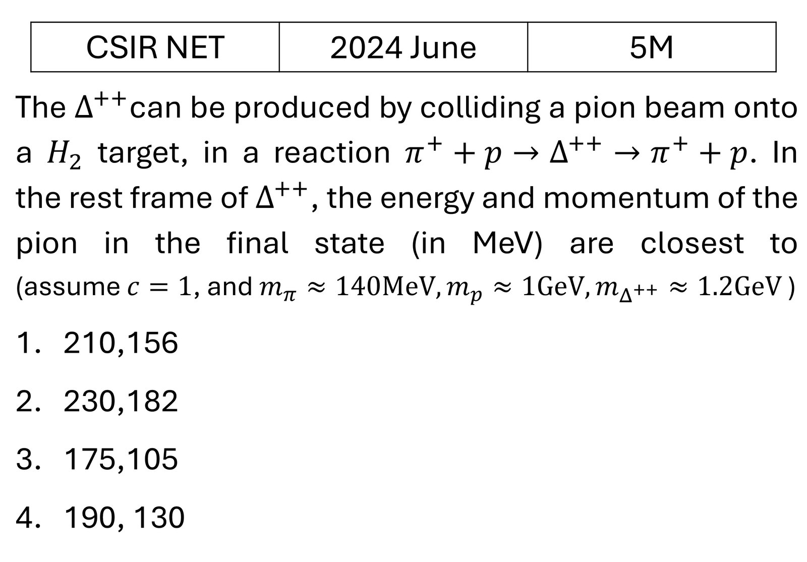 CSIR NET 2024 June Particle Physics previous year question CSIR_2024_June_Q75