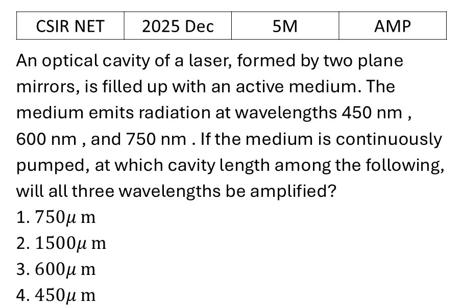 CSIR NET 2025 Dec Lasers previous year question CSIR_2025_Dec_Q53