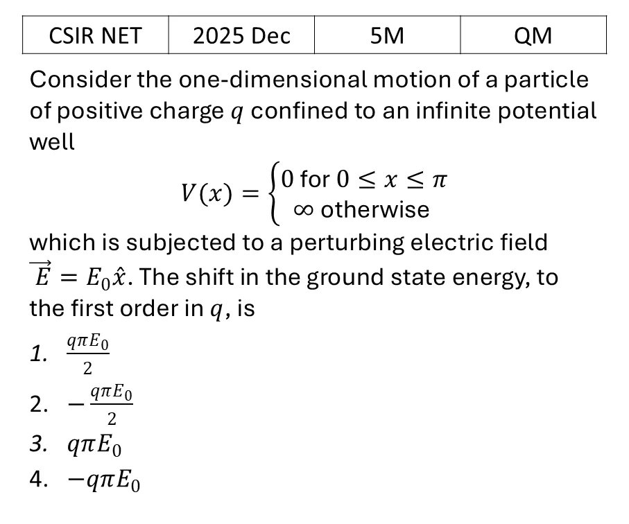 CSIR NET 2025 Dec Pertubation theory previous year question CSIR_2025_Dec_Q57