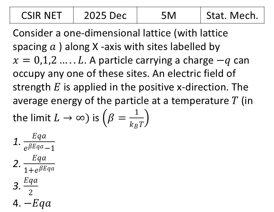 CSIR NET 2025 Dec Canonical Ensemble previous year question CSIR_2025_Dec_Q70