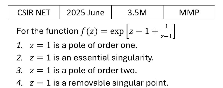 CSIR NET 2025 June Complex Analysis previous year question CSIR_2025_June_Q22