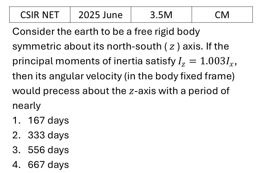 CSIR NET 2025 June Rotation Motion previous year question CSIR_2025_June_Q28