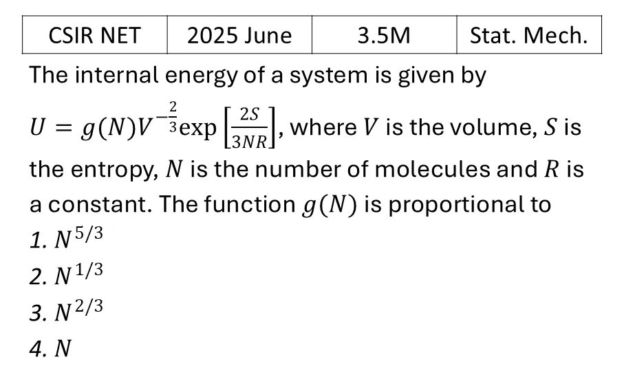 CSIR NET 2025 June Microcanonical Ensemble previous year question CSIR_2025_June_Q39