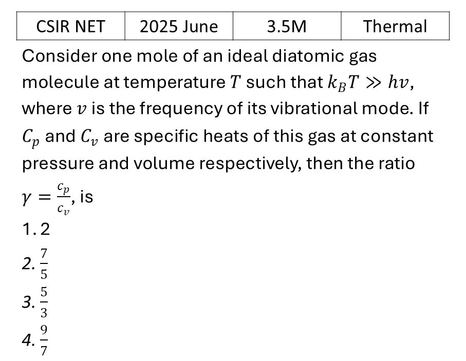 CSIR NET 2025 June Kinetic theory of gases previous year question CSIR_2025_June_Q40
