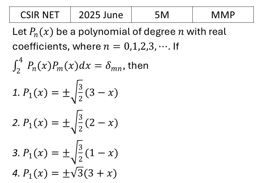 CSIR NET 2025 June Special Functions previous year question CSIR_2025_June_Q46