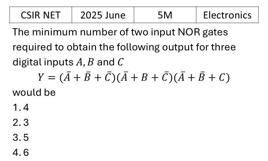 CSIR NET 2025 June Digital Electronics previous year question CSIR_2025_June_Q68