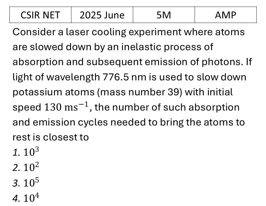 CSIR NET 2025 June Lasers previous year question CSIR_2025_June_Q70