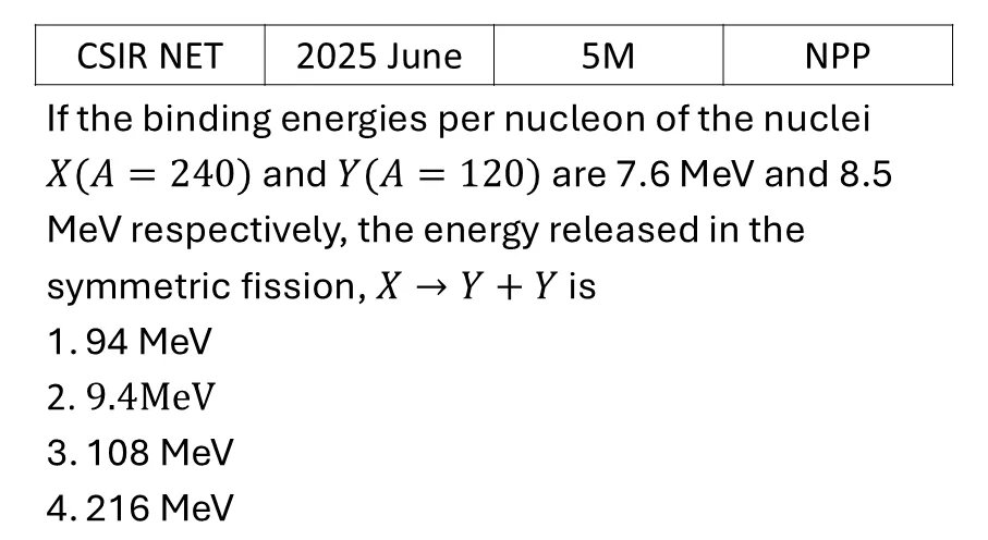 CSIR NET 2025 June Nuclear properties previous year question CSIR_2025_June_Q73