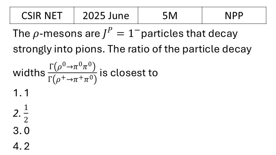 CSIR NET 2025 June Particle Physics previous year question CSIR_2025_June_Q75