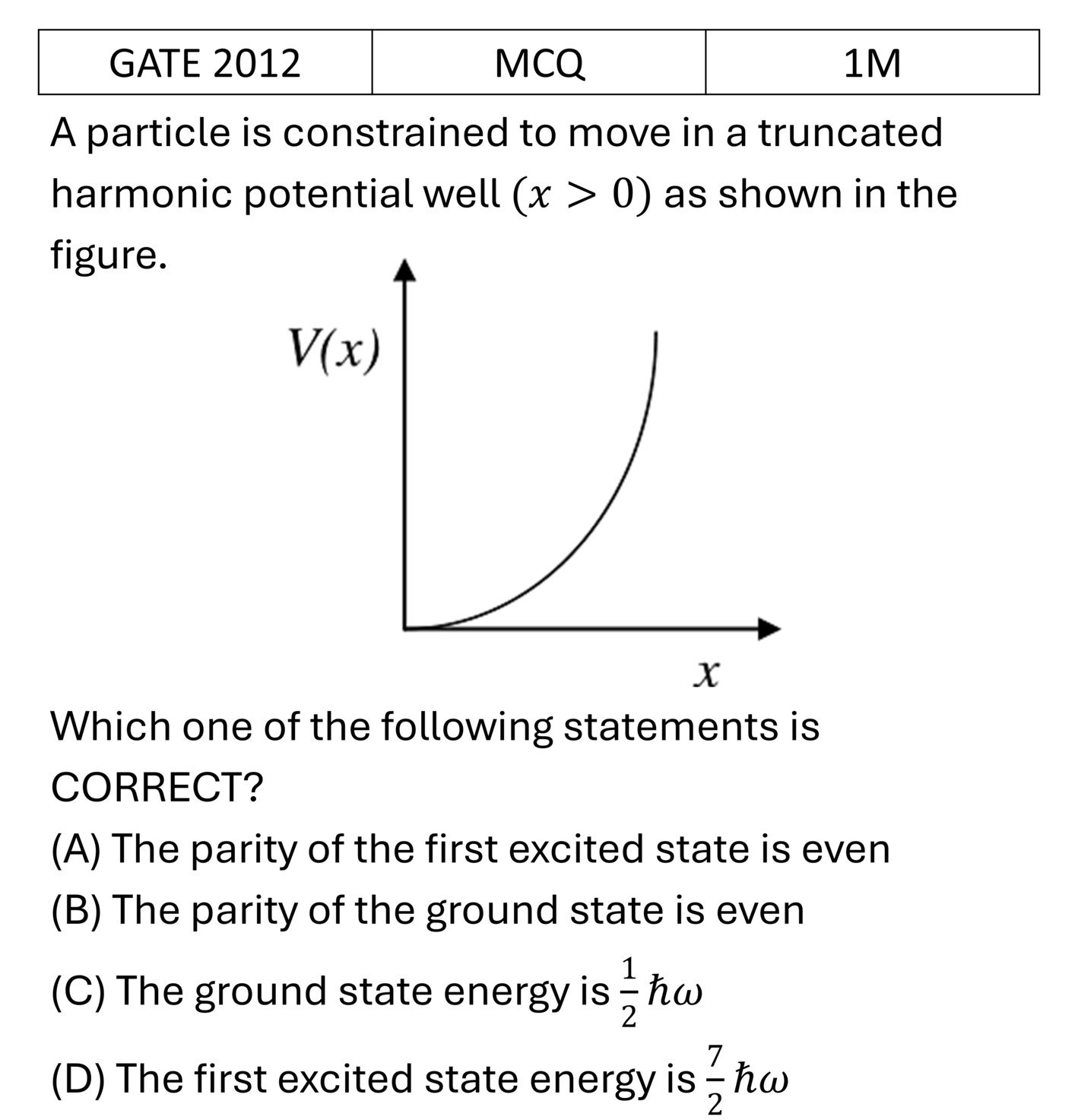 GATE 2012 Quantum Harmonic Oscillator previous year question GATE_2012_Q24