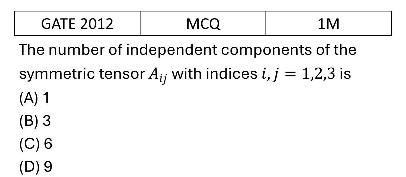 GATE 2012 Tensors previous year question GATE_2012_Q25