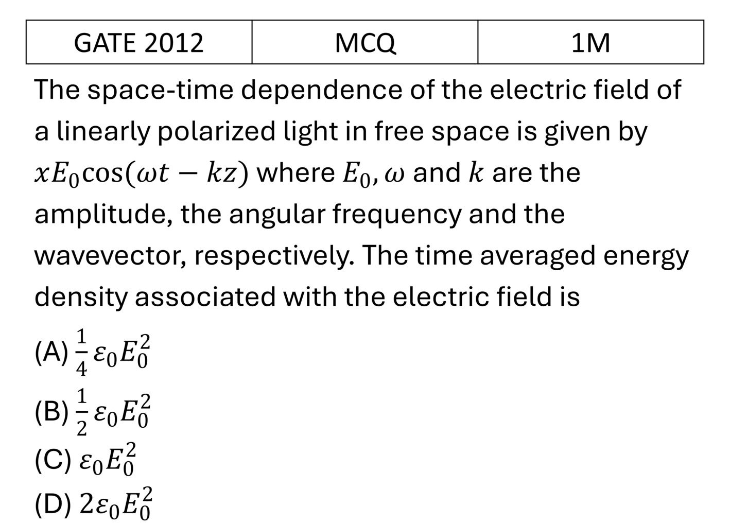 GATE 2012 EM Waves previous year question GATE_2012_Q3