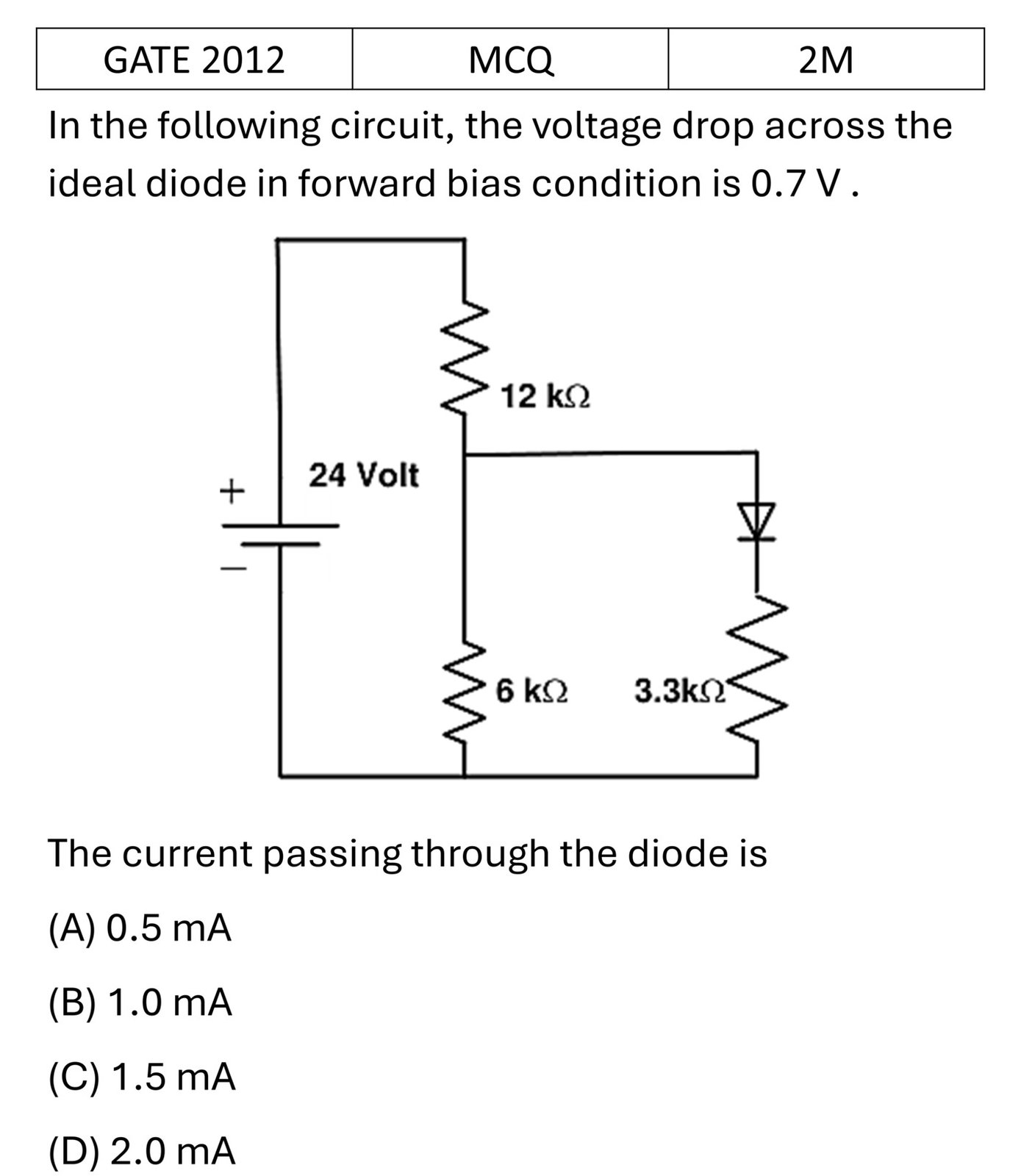 GATE 2012 Diodes previous year question GATE_2012_Q33