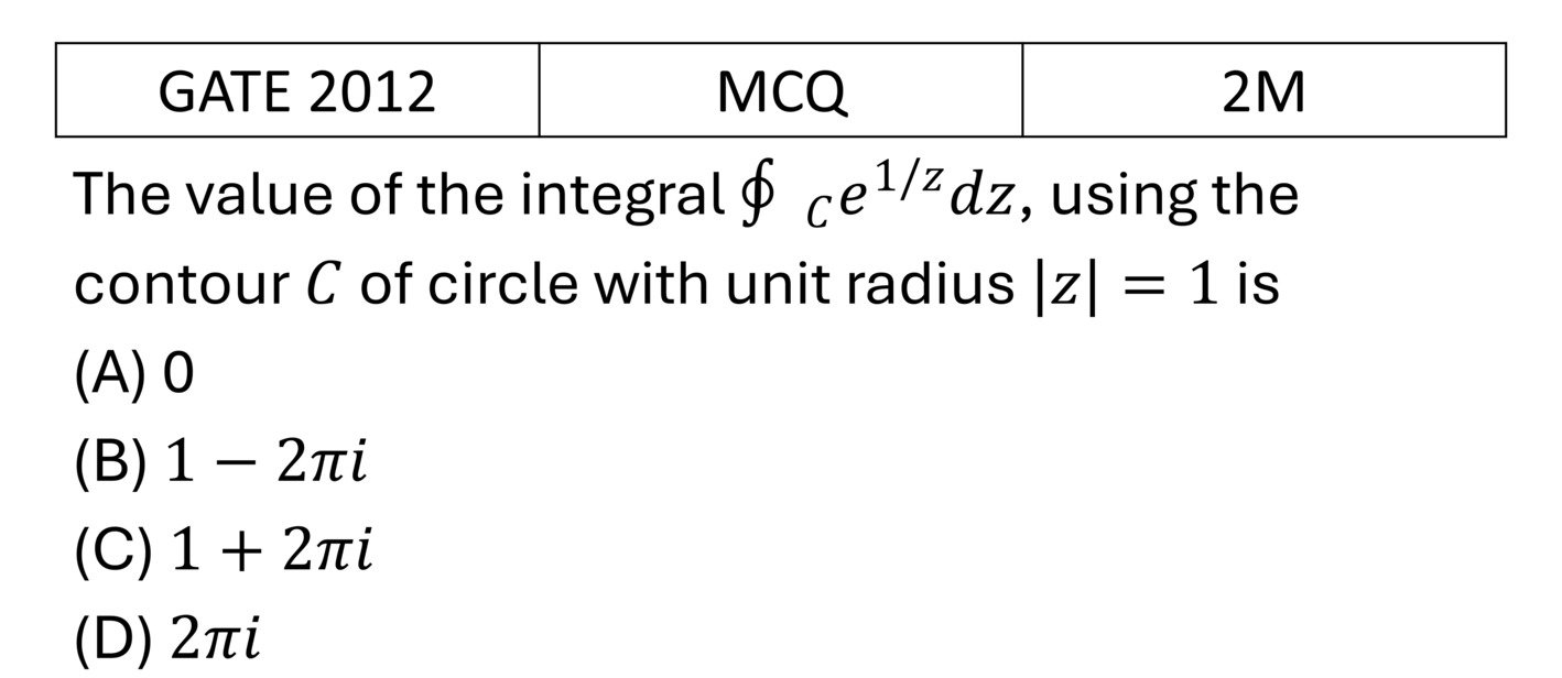 GATE 2012 Complex Analysis previous year question GATE_2012_Q44
