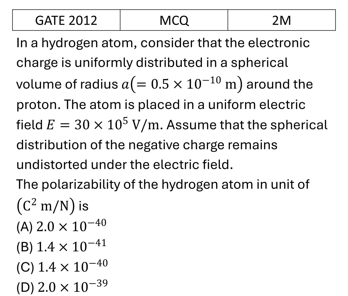 GATE 2012 Electric field in matter previous year question GATE_2012_Q53