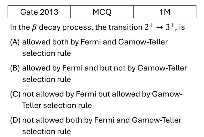 GATE 2013 Radioactivity previous year question GATE_2013_Q12
