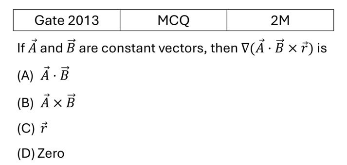GATE 2013 Vector Analysis previous year question GATE_2013_Q27