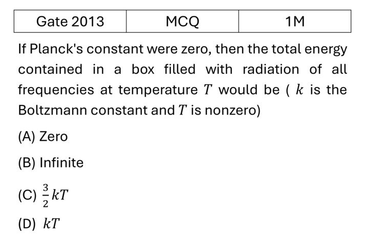 GATE 2013 Quantum Statistical Mechanics previous year question GATE_2013_Q4